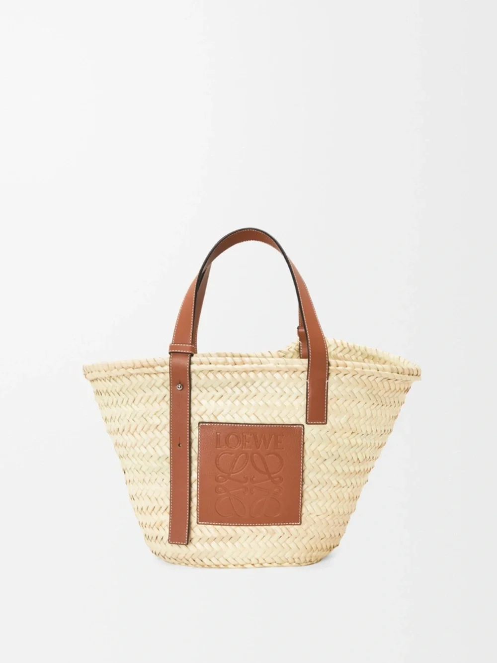 Loewe Straw Tote with Tan Leather Trim